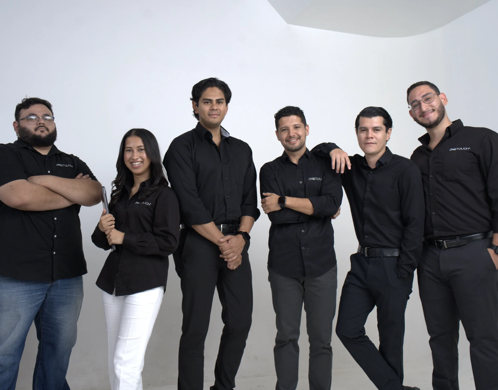 The Onetouch team lined up for a group portrait.